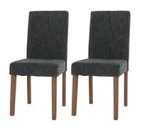 Mendler Set 2x sedie Littau tessuto ciniglia soggiorno cucina sala da pranzo legno 90x42x50cm grigio scuro