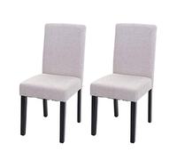 Mendler Set 2x sedie Littau tessuto soggiorno cucina sala da pranzo 43x56x90cm avorio beige piedi scuri