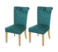 Mendler Set 2X sedie per Sala da Pranzo Soggiorno HWC-D22 100x51x64cm Velluto Verde con Gambe Dorate