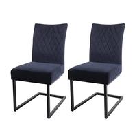 Mendler Set 2X sedie Sala da Pranzo Design Moderno HWC-L15 Struttura a Slitta Velluto Antracite Blu