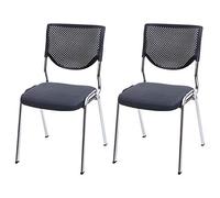 Mendler Set 2X sedie Ufficio conferenza impilabili T401 Tessuto Struttura Cromo Colore Grigio Scuro