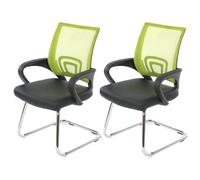 Mendler Set 2X sedie Ufficio Studio Sala Attesa Ancona 59x57x92cm Ecopelle Tessuto Traspirante Verde