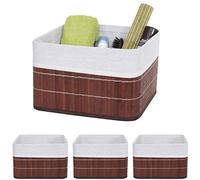 Mendler Set 4X cestini contenitori portaoggetti Elegante HWC-C21 Legno bambù 33x33x21cm Marrone