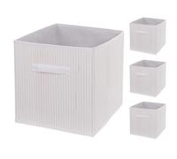 Mendler Set 4X cestini contenitori portaoggetti Pieghevoli HWC-C21 bambù 32x32x32cm Bianco