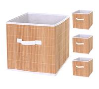 Mendler Set 4X cestini contenitori portaoggetti Pieghevoli HWC-C21 bambù 32x32x32cm Naturale