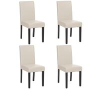 Mendler Set 4x sedie Littau pelle soggiorno cucina sala da pranzo 43x56x90cm bianco piedi scuri