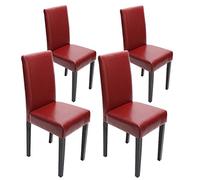 Mendler Set 4x sedie Littau pelle soggiorno cucina sala da pranzo 43x56x90cm rosso piedi scuri