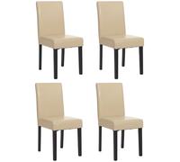 Mendler Set 4x sedie Littau sala da pranzo 43x56x90cm - ecopelle avorio piedi scuri