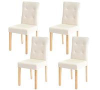 Mendler Set 4X sedie Sala da Pranzo Soggiorno HWC-E58 Legno Ecopelle Avorio Gambe Chiare