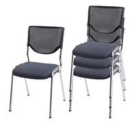 Mendler Set 4X sedie Ufficio conferenza impilabili T401 Tessuto Struttura Cromo Colore Grigio Scuro