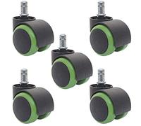 Mendler Set 5X Ruote per sedie poltrone girevoli 50mm HWC-H86 plastica Poliuretano Verde