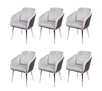 Mendler Set 6X poltroncine Lounge Sala Pranzo Moderno HWC-G48 Velluto Ecopelle Grigio