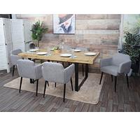 Mendler Set 6X sedie con braccioli da Interni HWC-L13 Legno Tessuto Grigio