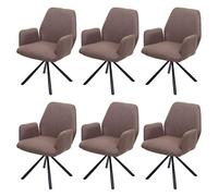 Mendler Set 6X sedie con braccioli HWC-H71 Acciaio Tessuto Marrone