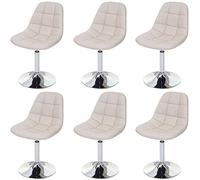 Mendler Set 6X sedie girevoli Sgabello HWC-A60 Design Moderno Sala Pranzo Ecopelle Avorio