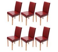 Mendler Set 6X sedie Littau Pelle Soggiorno Cucina Sala da Pranzo 43x56x90cm Rosso Piedi Chiari
