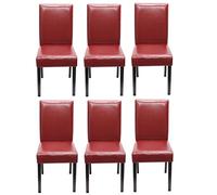 Mendler Set 6x sedie Littau pelle soggiorno cucina sala da pranzo 43x56x90cm rosso piedi scuri