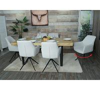 Mendler Set 6x sedie poltroncine con seduta girevole HWC-L79 acciaio tessuto avorio beige
