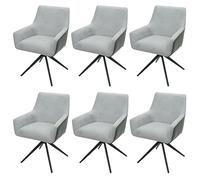Mendler Set 6x sedie poltroncine con seduta girevole HWC-L91 tessuto grigio chiaro ecopelle grigio scuro
