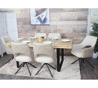 Mendler Set 6X sedie poltroncine Girevole con braccioli Elegante Imbottita HWC-K30 Tessuto Avorio
