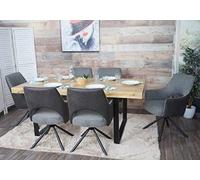 Mendler Set 6X sedie poltroncine Girevole con braccioli Elegante Imbottita HWC-K30 Tessuto Grigio Grigio Scuro