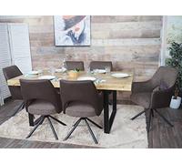 Mendler Set 6X sedie poltroncine Girevole con braccioli Elegante Imbottita HWC-K30 Tessuto Marrone Marrone Scuro