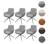 Mendler Set 6X sedie poltroncine Girevole con braccioli Elegante Imbottita HWC-K32 Tessuto a Coste Grigio