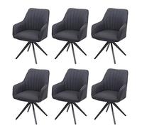 Mendler Set 6X sedie poltroncine Imbottita Elegante Moderno HWC-H73 Acciaio Verniciato Tessuto Grigio Scuro