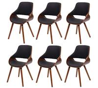 Mendler Set 6X sedie poltroncine Sala da Pranzo Design Retro Elegante HWC-D23 Design Retro Legno Ecopelle Nero