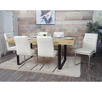 Mendler Set 6X sedie Sala Pranzo Soggiorno Cucina Moderno HWC-H70 Struttura a Slitta Tessuto Avorio