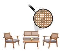 Mendler Set da giardino HWC-N46, da salotto panca da giardino poltrone tavolo, legno di acacia certificato MVG - cuscini grigi