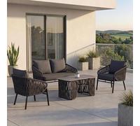 Mendler Set da giardino HWC-P90, esterno divano poltrona tavolo, intreccio in corda stoffa/tessuto (180 g/m²) - antracite