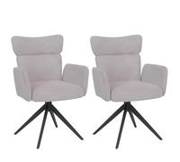 Mendler Set di 2 sedie da sala da pranzo HWC-N11, sedia girevole con posizionamento automatico, tessuto bouclé 350 g/m² Öko-Tex - grigio chiaro, gambe grigio