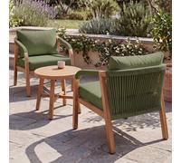 Mendler Set salottino da esterno in alluminio HWC-P82, balcone, sedie e tavolo, stoffa/tessuto (220 g/m²) - effetto legno verde