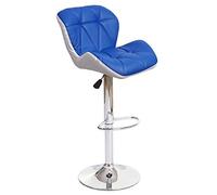 Mendler Sgabello Bar Regolabile Girevole con poggiapiedi HWC-A92 Acciaio Cromato Ecopelle Blu