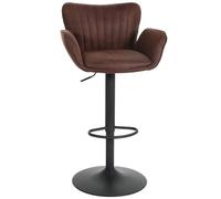 Mendler Sgabello Girevole Regolabile con poggiapiedi e braccioli HWC-M67 Tessuto MVG - Marrone