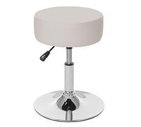 Mendler Sgabello Girevole Regolabile Moderno HWC-C22 Cromato Ecopelle Ø 35cm Avorio