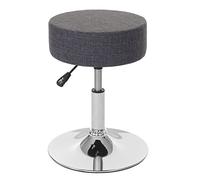 Mendler Sgabello Girevole Regolabile Moderno HWC-C22 Cromato Tessuto Ø 35cm Grigio