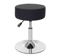 Mendler Sgabello Girevole Regolabile Moderno HWC-C22 Cromato Tessuto Ø 35cm Grigio Scuro