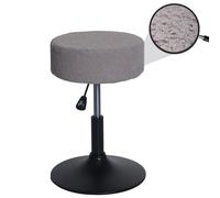 Mendler Sgabello HWC-C22, Sedia Make-up, Girevole Regolabile in Altezza Ø 37cm Tessuto Bouclé (450g/m²) - Taupe
