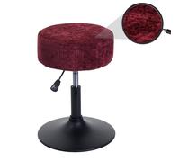 Mendler Sgabello HWC-C22, Sedia Make-up, Girevole Regolabile in Altezza Ø 37cm Tessuto ciniglia (465/m²) - Bordeaux