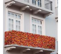 Mendler Siepe Artificiale Privacy Balcone Giardino Rete Decorativo N77 Poliestere Acero Rosso Giallo 300x100cm