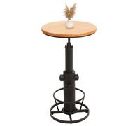 Mendler Tavolo da bar HWC-N20, tavolino bistrot da banco, poggiapiedi girevole regolabile legno industriale Ø 61 cm - naturale