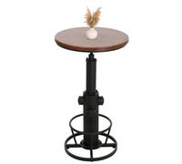 Mendler Tavolo da bar HWC-N20, tavolino bistrot da banco, poggiapiedi girevole regolabile legno industriale Ø 61 cm - marrone