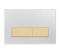 Mendorio Placca di Comando WC, Compatibile con Geberit Sigma, UP300 e UP320, Piastra Doppio Scarico, Dimensioni 246×164 mm (Argento Opaco & Oro Opaco Pulsante)