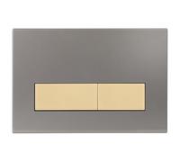 Mendorio Placca di Comando WC, Compatibile con Geberit Sigma, UP300 e UP320, Piastra Doppio Scarico, Dimensioni 246×164 mm (Grigio scuro Opaco & Oro Opaco Pulsante)