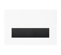 Mendorio Placca di Comando WC, Compatibile con Geberit Sigma, UP300 e UP320, Piastra Doppio Scarico, Dimensioni 246×164 mm (Bianco Opaco & Nera Opaco Pulsante)