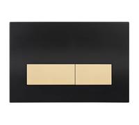 Mendorio Placca di Comando WC, Compatibile con Geberit Sigma, UP300 e UP320, Piastra Doppio Scarico, Dimensioni 246×164 mm (Nera Opaco & Oro Opaco Pulsante)