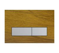 Mendorio Placca di comando WC, compatibile con Geberit Sigma20, UP300 e UP320, Doppio flusso con controllo e pannello fisso, Dimensioni 246x164 mm (Effetto legno-M9 & Cromato Pulsante)