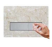 Mendorio Placca di comando WC, compatibile con Geberit Sigma20, UP300 e UP320, Doppio flusso con controllo e pannello fisso, Dimensioni 246x164 mm (Beige-Y4 & Cromato Pulsante)